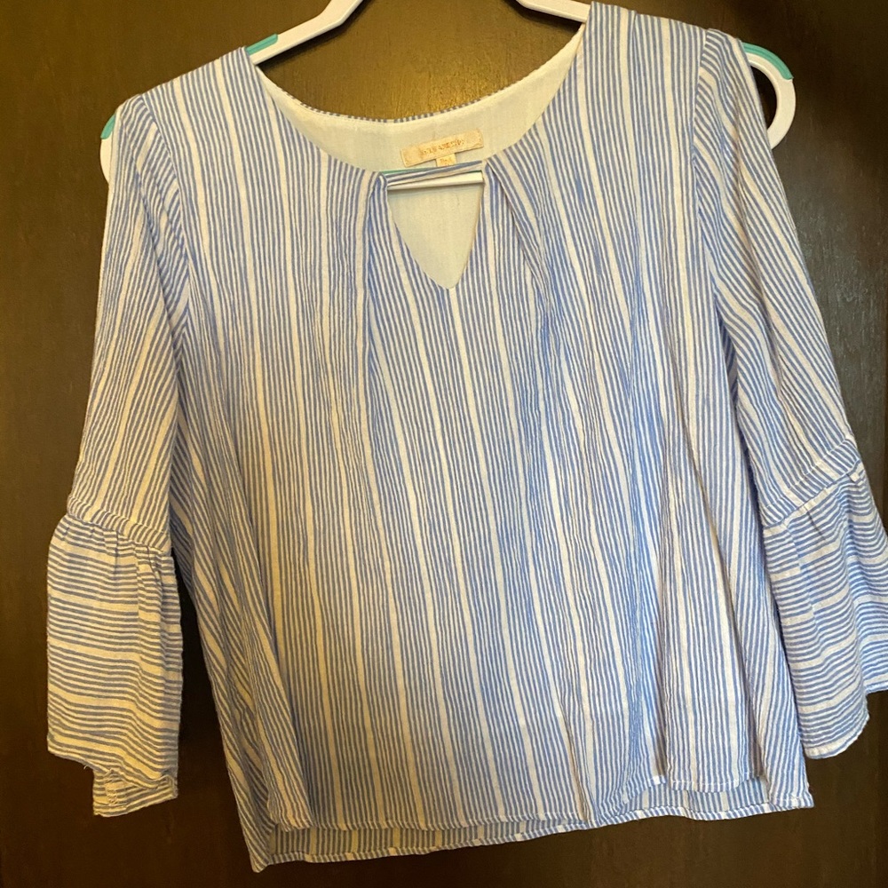Blue and white blouse